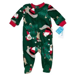 NWT Carter’s Christmas Santa Reindeer Sleigh Full Zip Fleece Sleeper Size 3 Mo